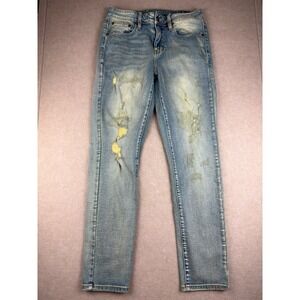 Rue21 Jeans Men's 30x30 Blue Skinny Supreme Flex Distressed Ripped Mid Rise
